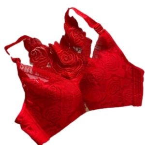 Red rose back push up bra. Floral Secrets, size 38,C